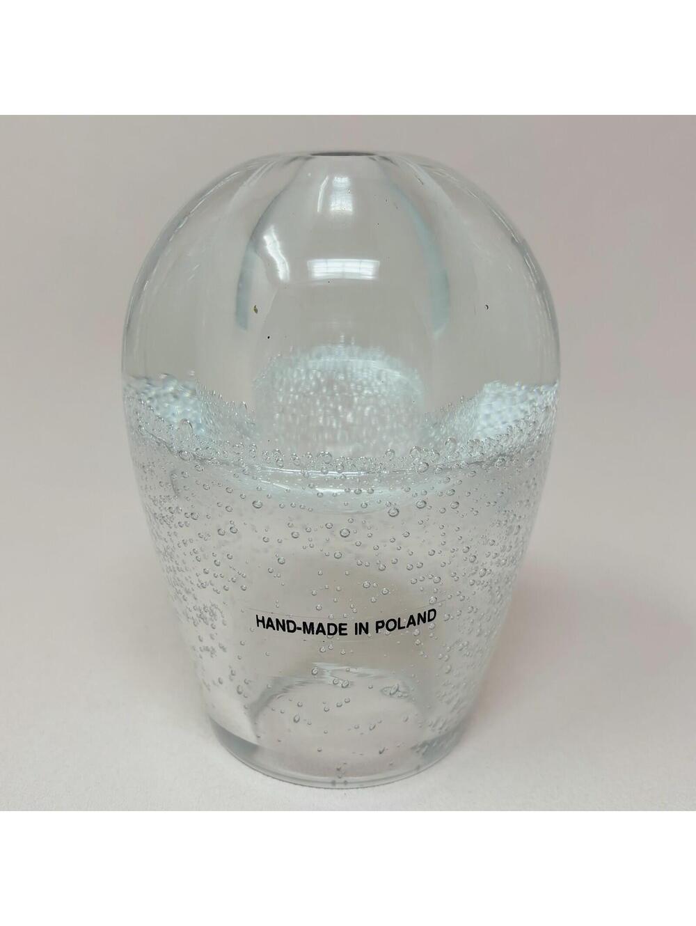 VTG Kosta Boda? Hand Blown Art Glass Oil Lamp MCM Controlled Bubble Poland 4.75”